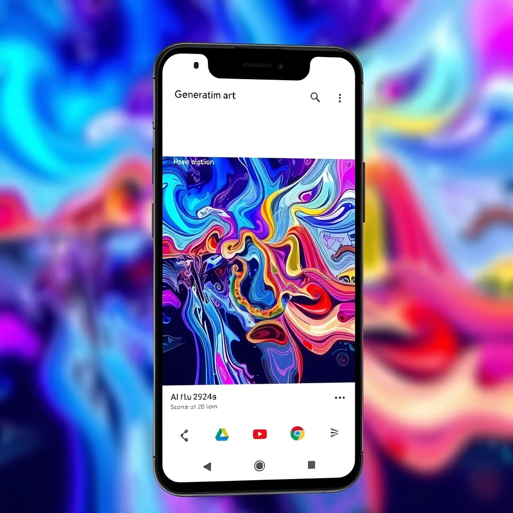 Nsfw ai image generator app android: Android phone screen showing an AI art app interface with generation in progress, side... (illustration)
