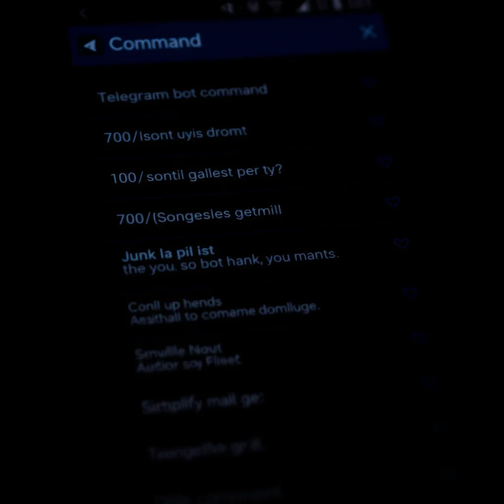 Nsfw ai telegram bot: Telegram bot command list on a dark phone screen, blue UI (illustration)