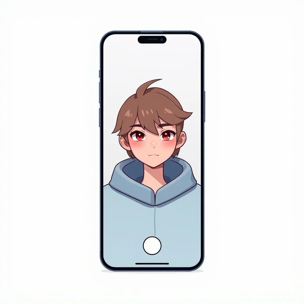 Nsfw femboy ai generator: a phone showing a finished stylised character portrait (illustration)