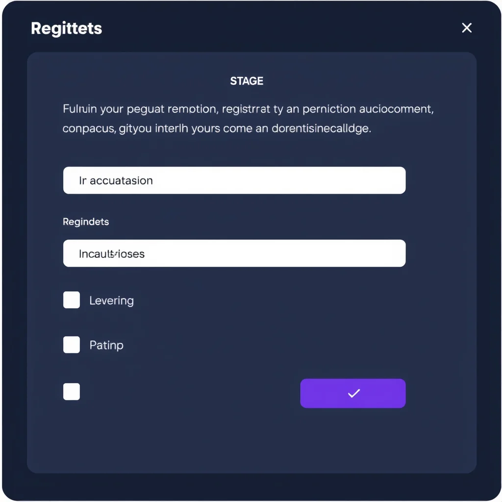 Civitai portugues: registration form on a dark ui with checkmarks next to each step (ilustracao)