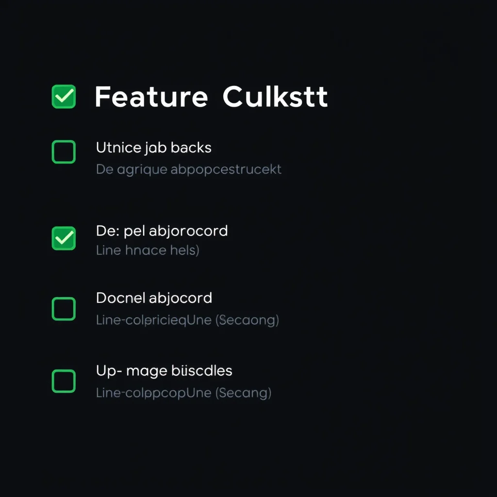 Magi ia porno: a feature checklist with green and red icons on a dark ui (ilustracao)