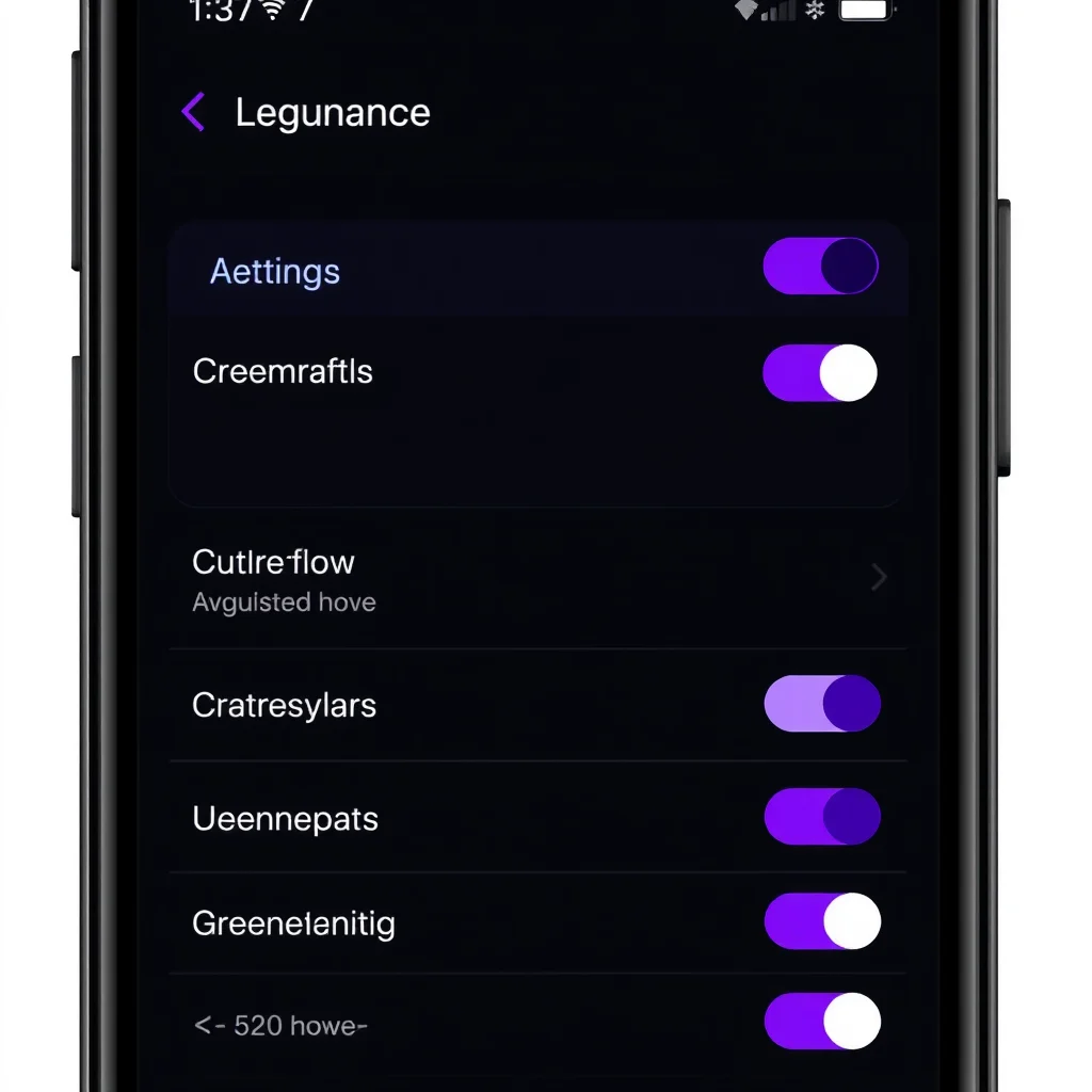 Ia porno apk: phone screen showing a sliding settings panel of a generator app, dark ui (ilustracao)
