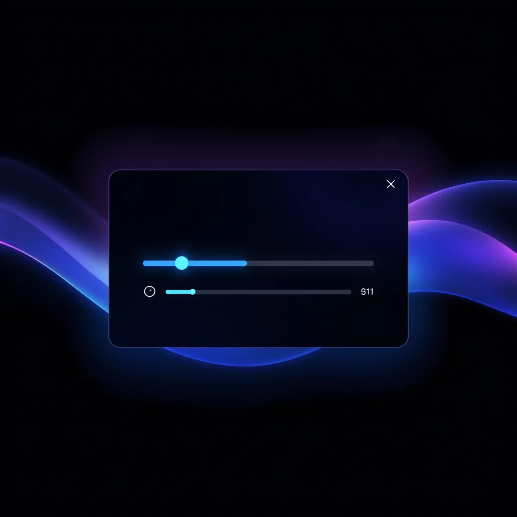 Ia de nudes: abstract prompt panel on a dark ui with style sliders (ilustracao)