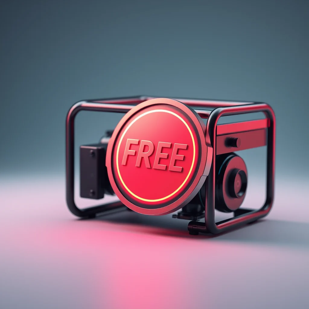 Ia de nudes: a free badge floating beside a generator interface (ilustracao)