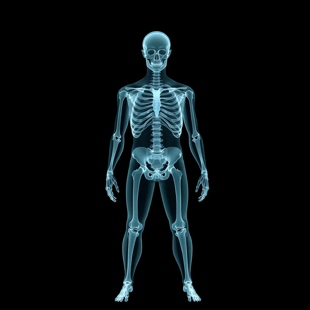 Ia de tirar roupa: a stylized x-ray scan visualization across an abstract figure outline (ilustracao)
