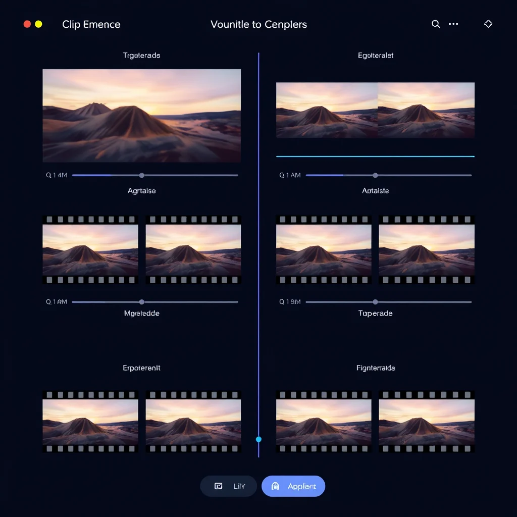 Gerador de video nsfw: a comparison grid of video generator tool cards with abstract clip thumbnails on a dark ui (ilustracao)