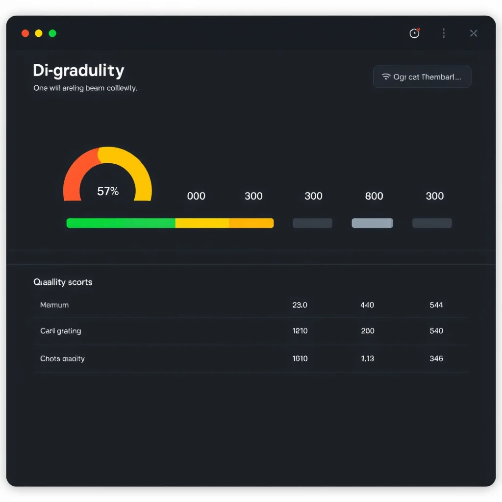 Porno ia realista: a quality scoring dashboard with five rating bars showing maximum on a dark UI (ilustracao)