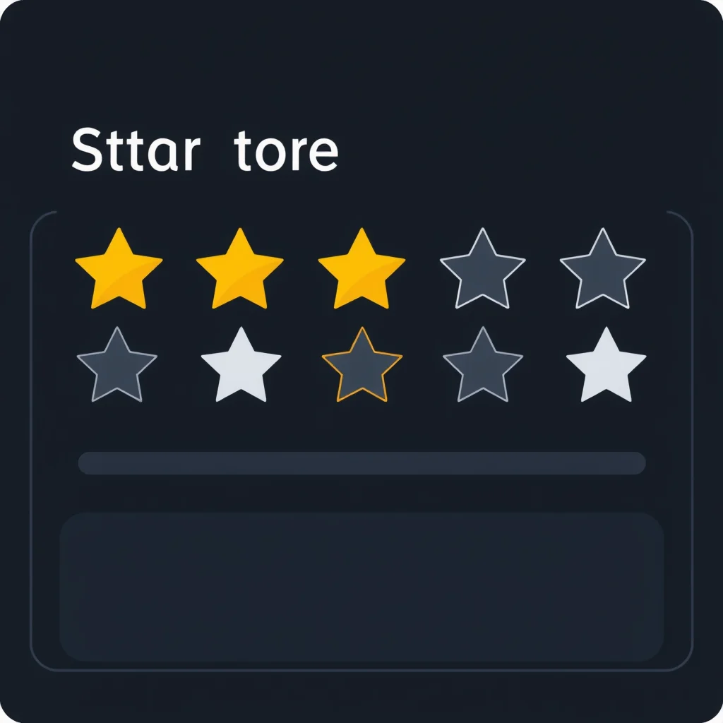 Ia porno site: a star-rating row with five filled stars on a clean tool card, dark UI (ilustracao)