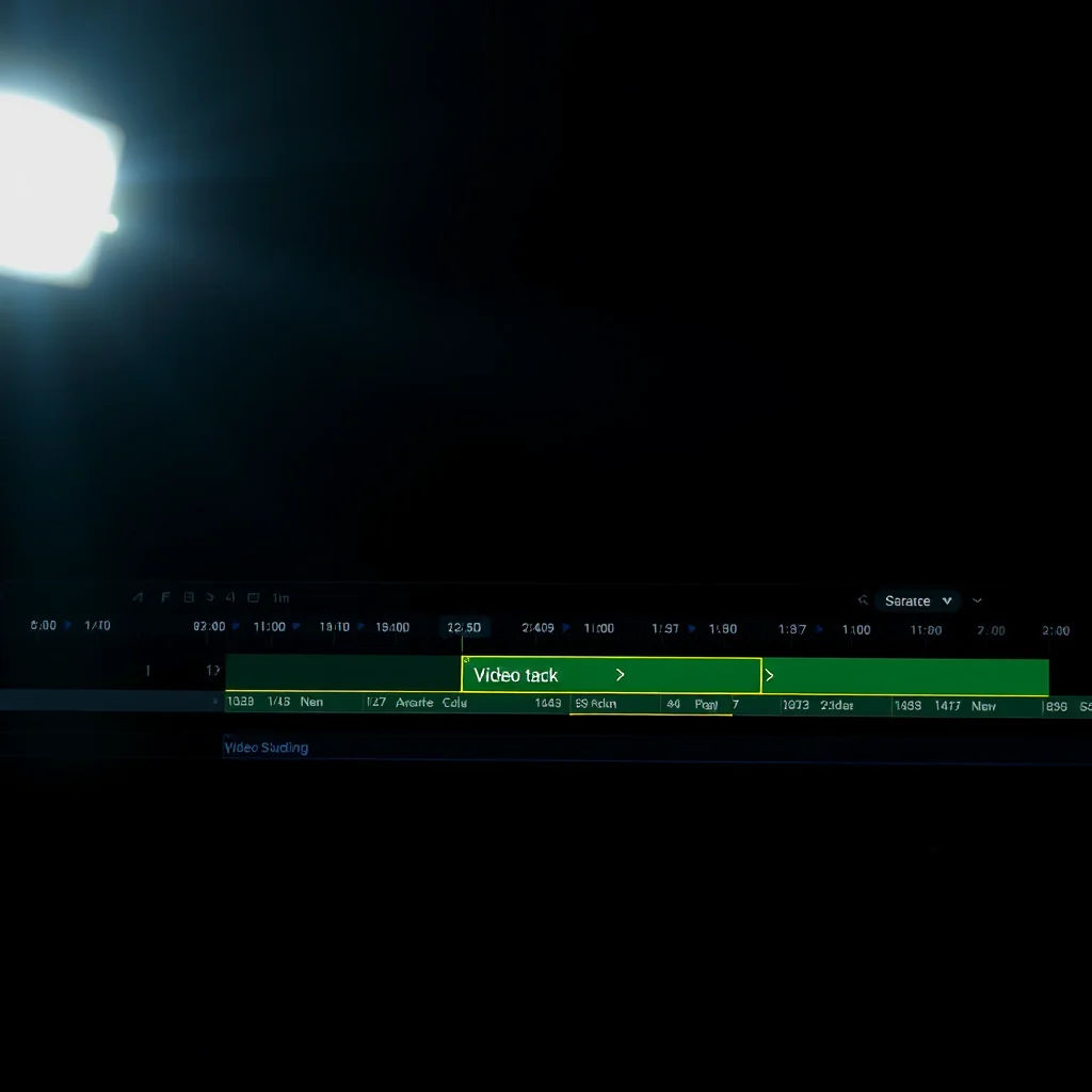 Porno legendado por ia: video editor timeline with subtitle track highlighted (ilustracao)