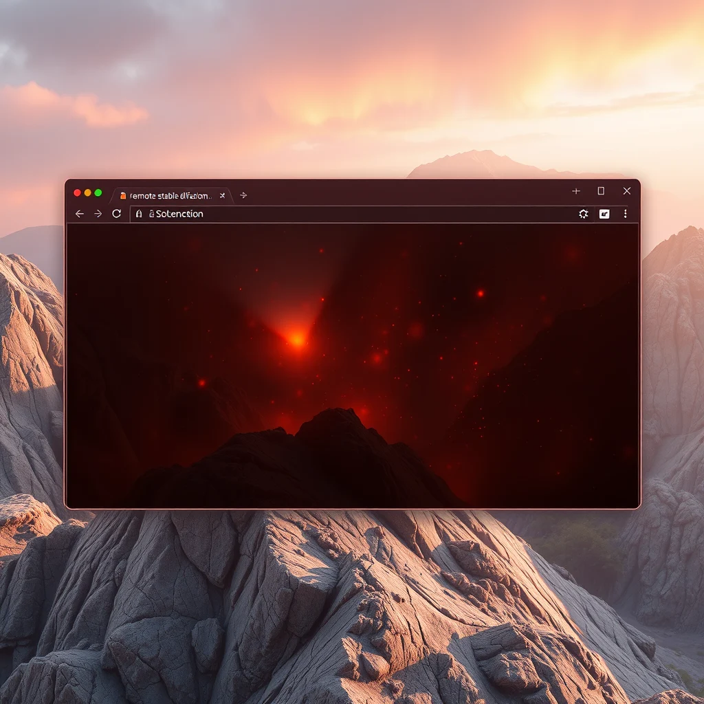 Runpod tutorial portugues: browser window showing a remote stable diffusion ui rendering an image (ilustracao)