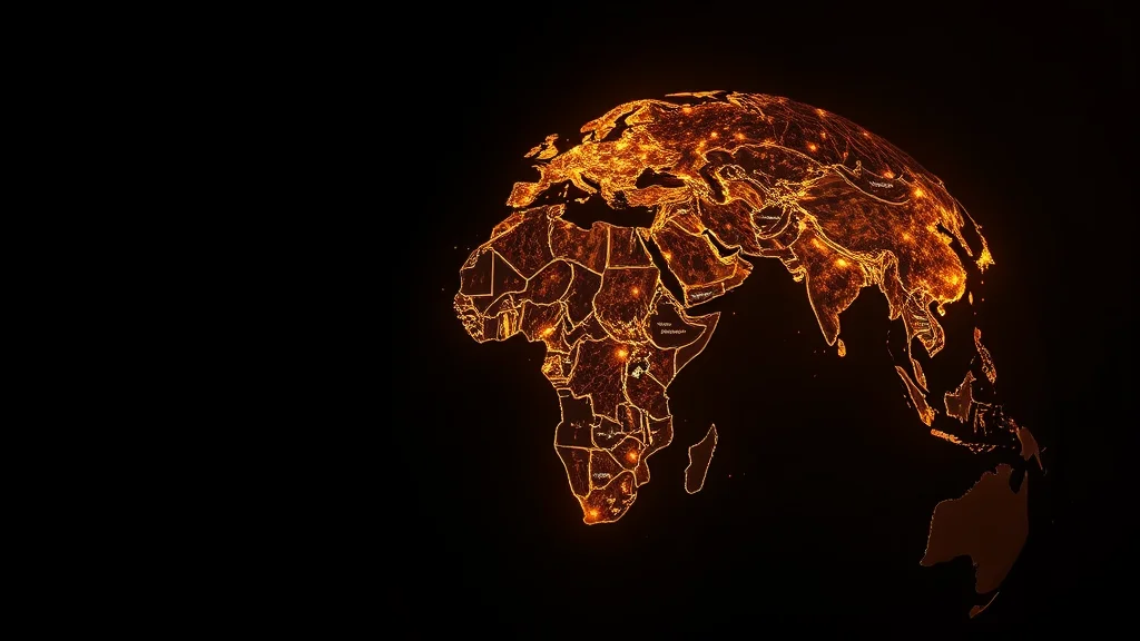 Different jurisdiction zones glowing on a globe, on dark