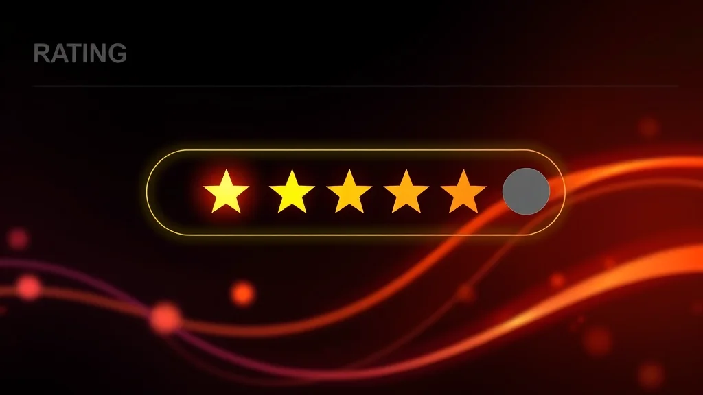 Rating tag toggle on a dark settings panel, glowing abstract