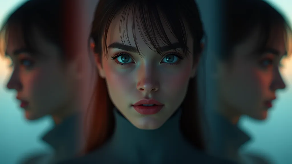 Consistent character concept shown as repeated stylized portrait frames
