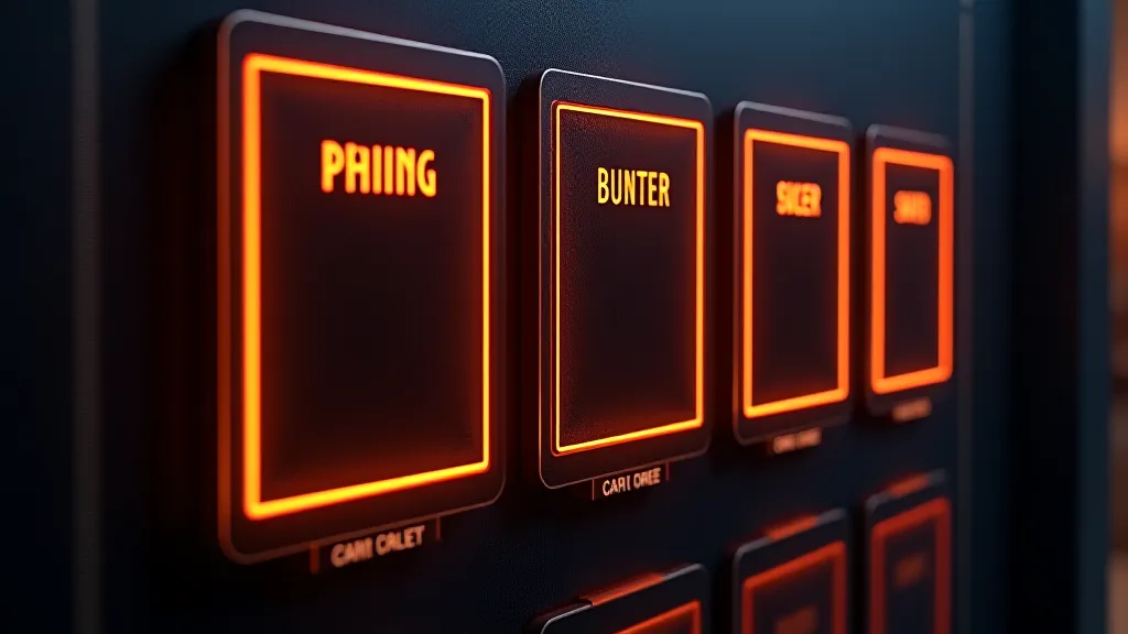 Pricing tier cards glowing on a dark panel