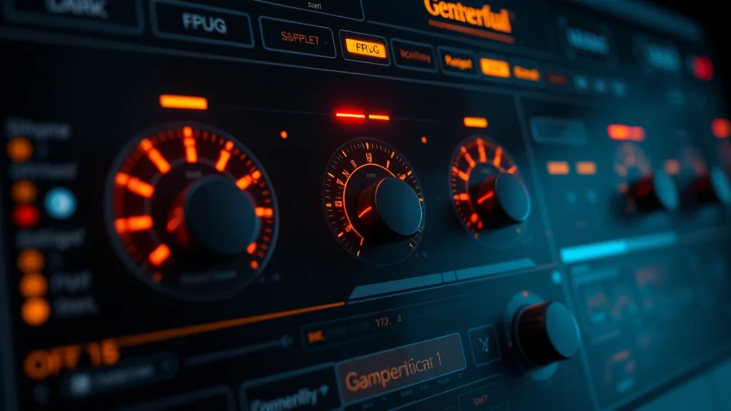 Sampler and CFG settings dials glowing on a dark generation UI, abstract