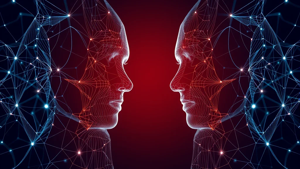 Face mapping mesh between two blank frames, abstract concept