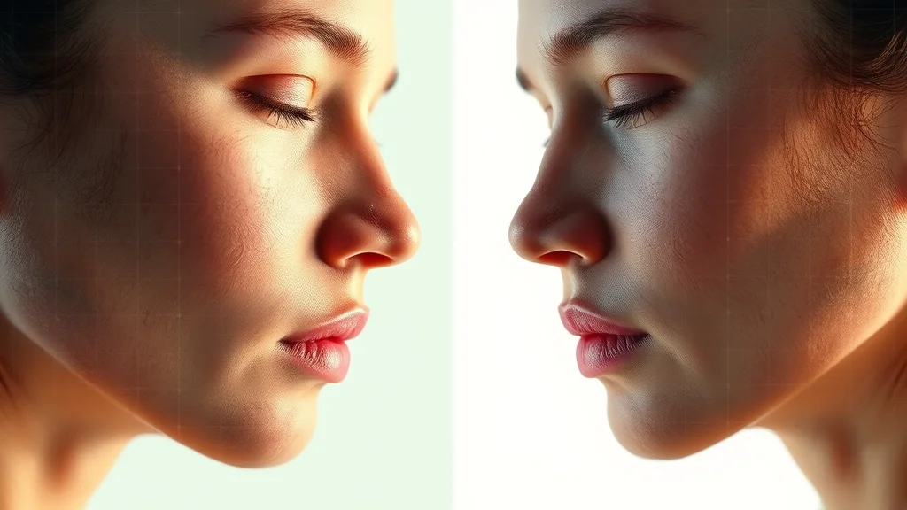 Skin texture refinement before and after grid, concept