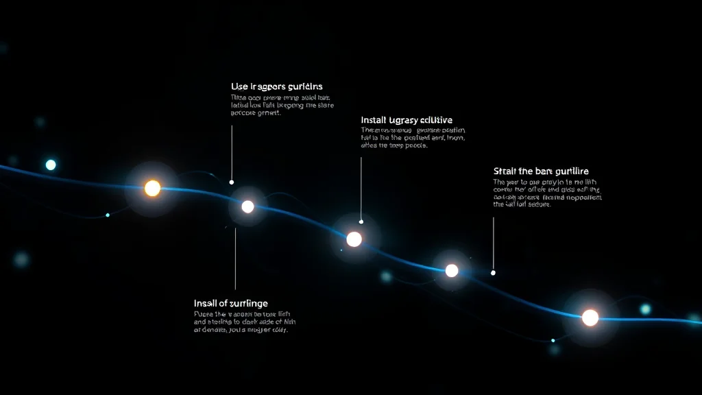 Install steps pipeline diagram, glowing nodes on dark