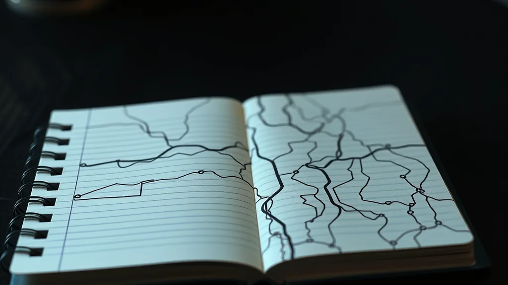 A blocked notebook with alternative routes branching out, abstract concept