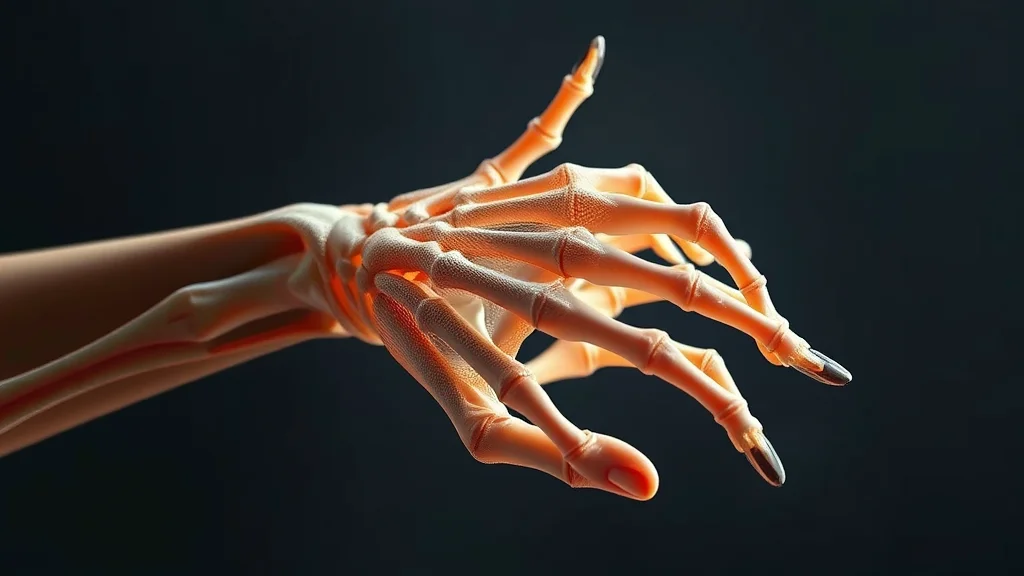 Distorted hand mesh snapping to a correct skeletal hand, abstract concept