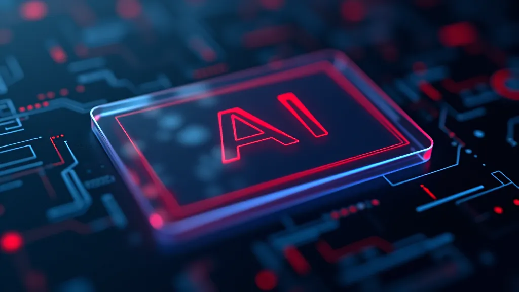 AI label disclosure badge floating over a profile card, neon on dark