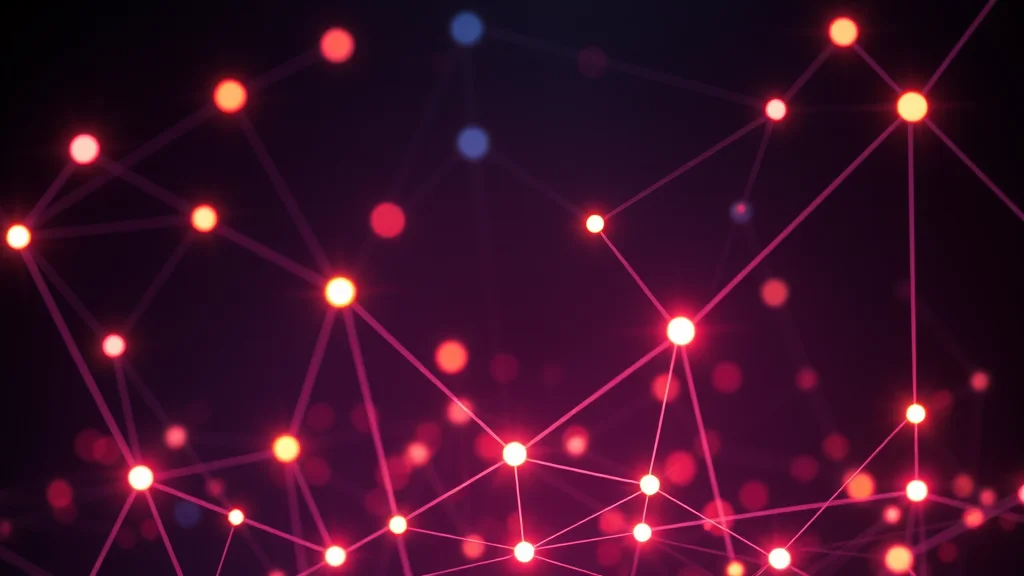Cross-promotion network of glowing social nodes, concept on dark