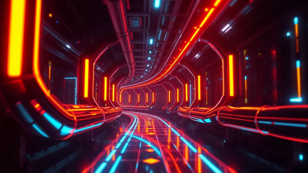 A resolution scale path from small to 4K along a glowing pipeline, abstract concept