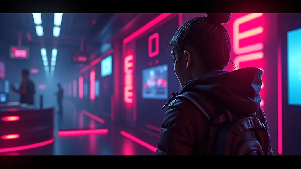 Character card builder interface, neon highlights