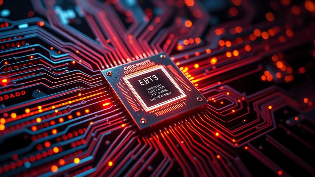 Checkpoint chip plugged into a glowing render pipeline, abstract