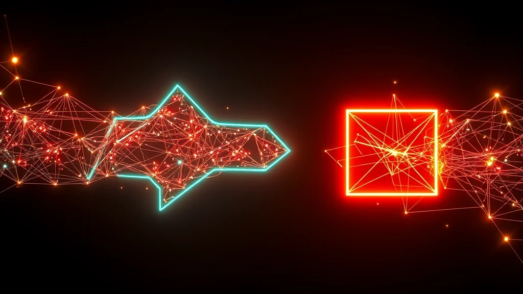 A swap arrow exchanging a restricted tile for an open one, neon nodes on dark