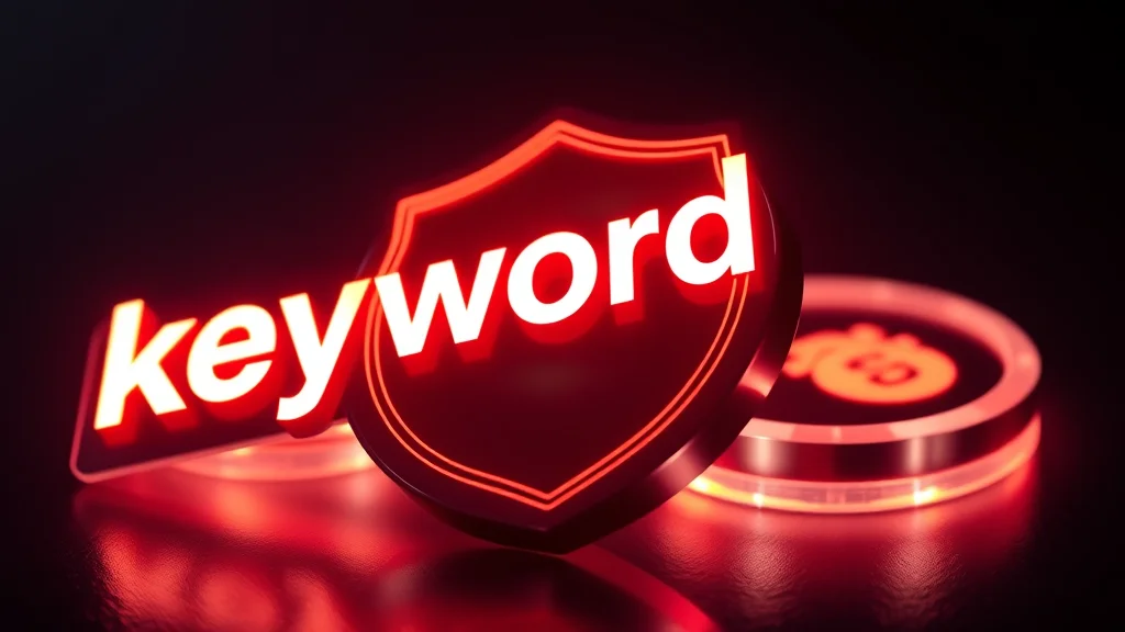 Feature keyword tokens with a safety shield badge attached, glowing on dark
