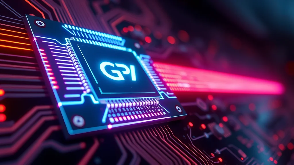 A GPU chip with cooling glow and a freed memory bar, neon nodes