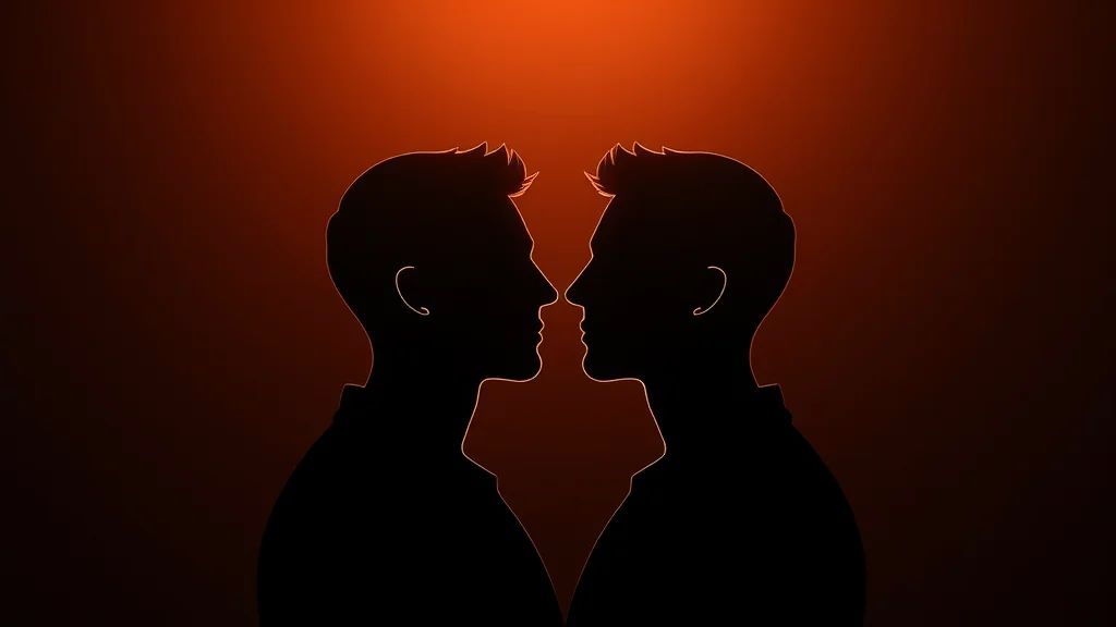 Twin duplicated outlines merging into one clean silhouette, abstract concept