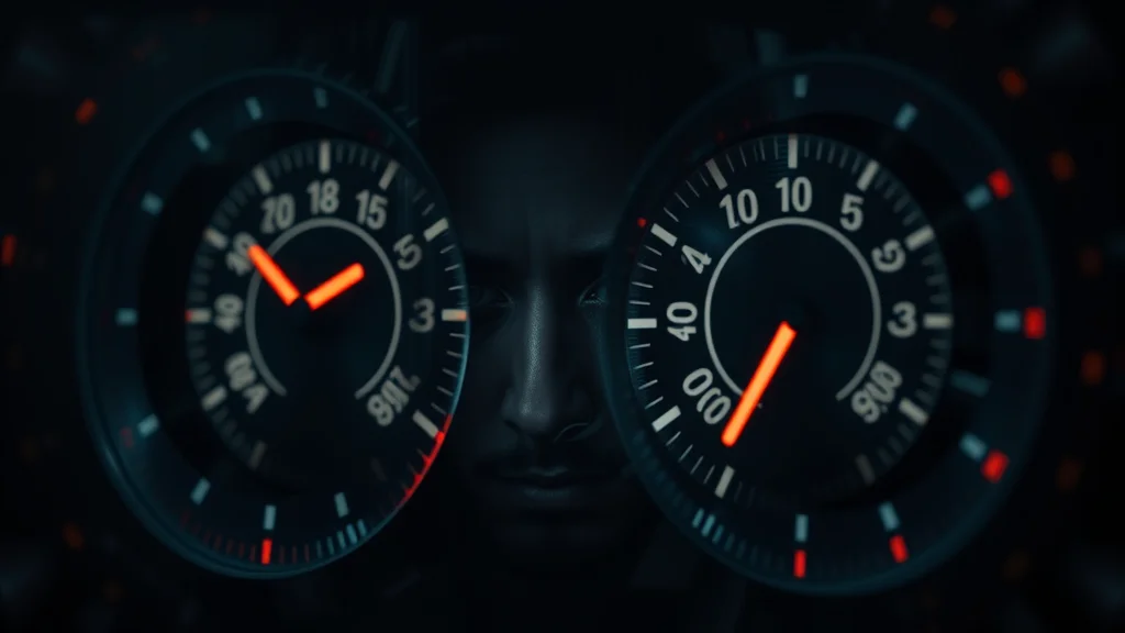 Emotion and gaze direction dials, abstract concept on dark