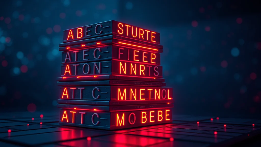 An alphabetized card stack of AI terms, neon nodes on dark