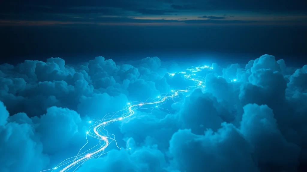 Online cloud path versus local desktop path as glowing routes, abstract concept