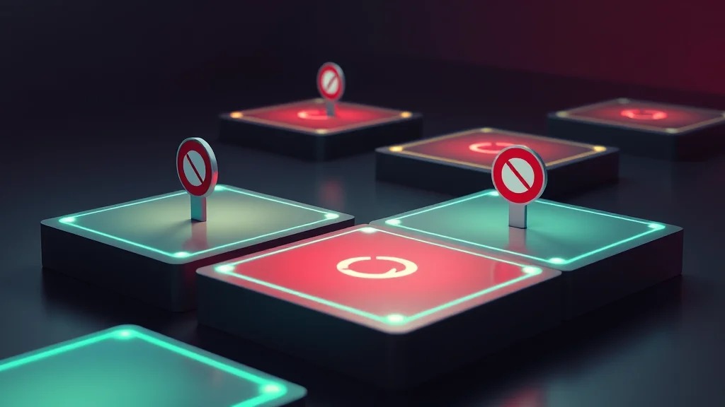 Platform policy tiles with allow and ban markers, abstract concept