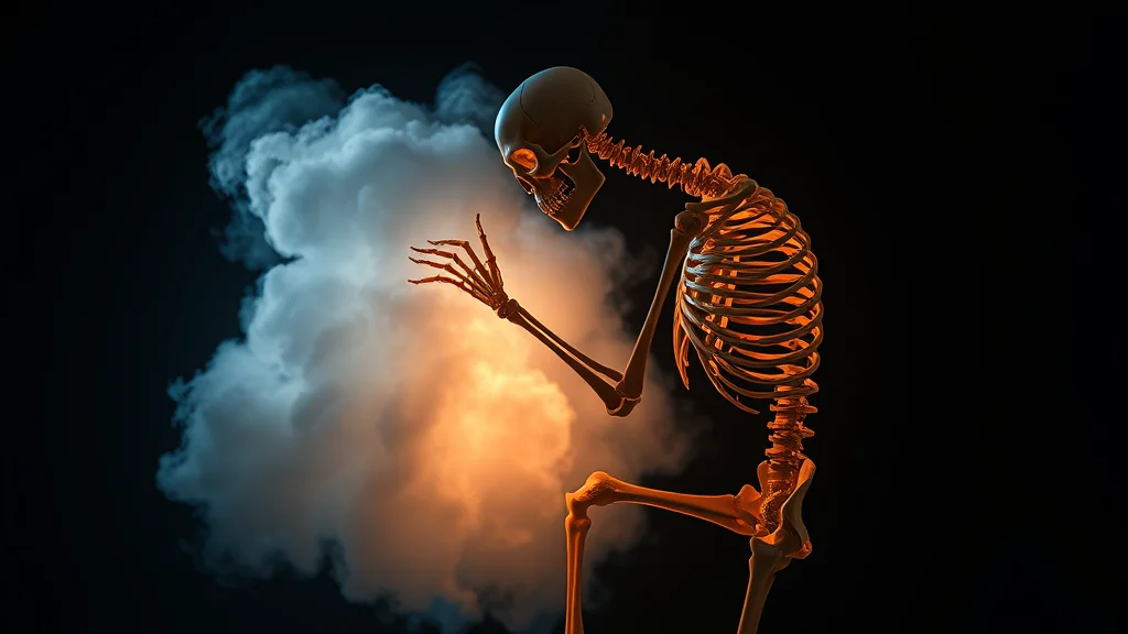 A pose keyword cloud feeding an OpenPose skeleton, glowing on dark