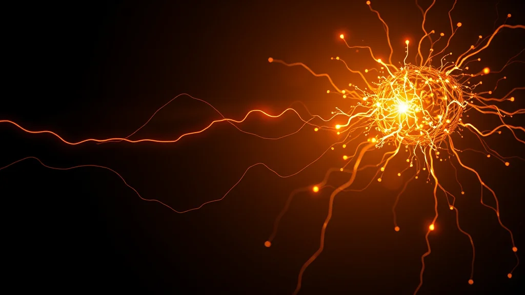 A prompt string flowing into a generation core and out as an image frame, glowing on dark