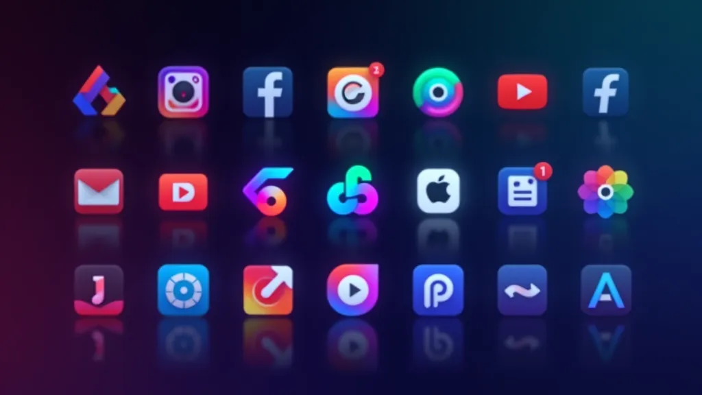 Ranked list of app icons on a dark gradient