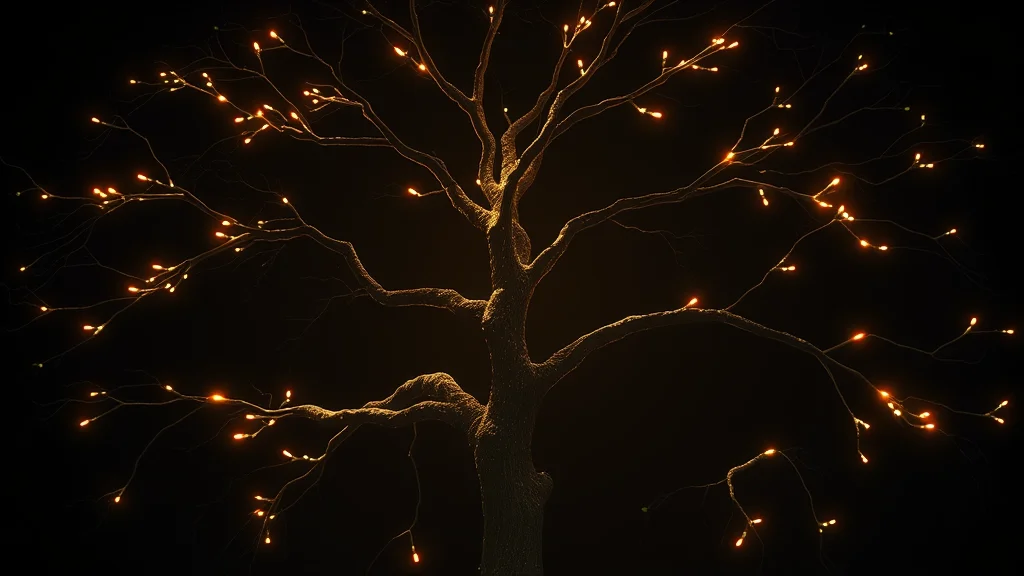 A troubleshooting decision tree branching to fixes, glowing on dark