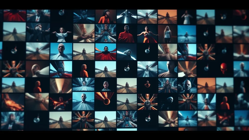 A grid of image cards being filtered and bucketed by aspect ratio, abstract concept