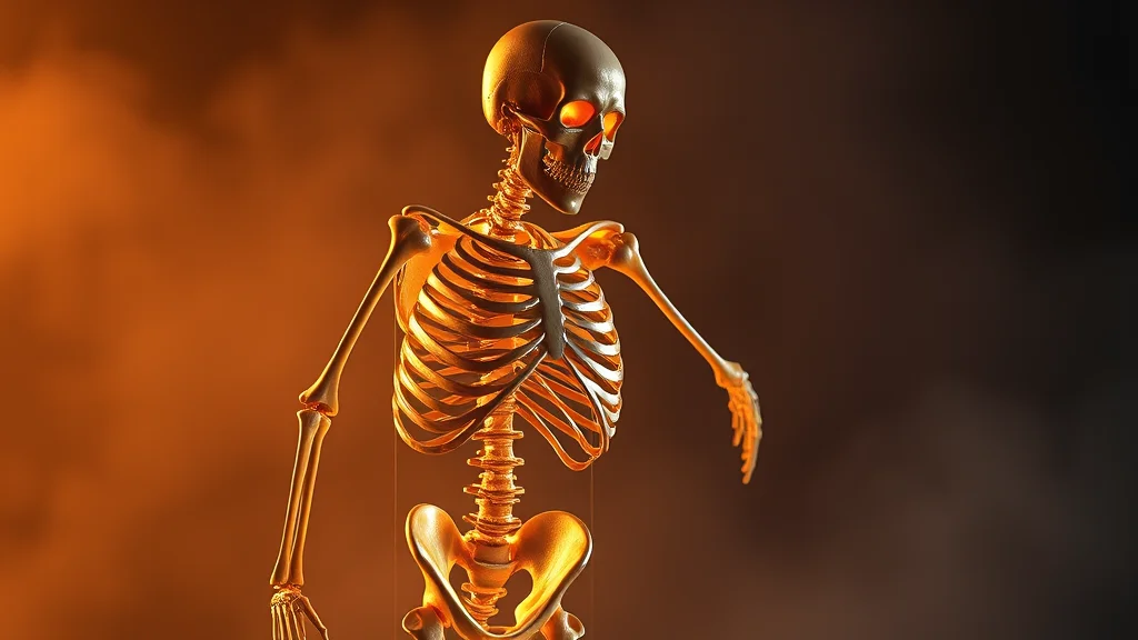 Pose reference turning into a skeleton then a posed render, glowing