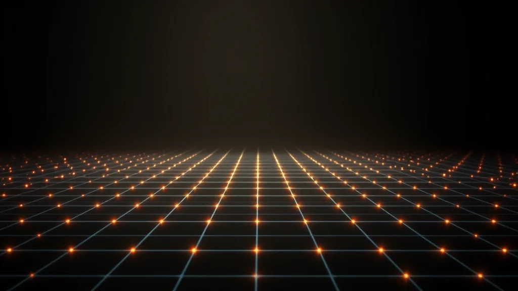 Realism upscale grid progression on dark background, glowing