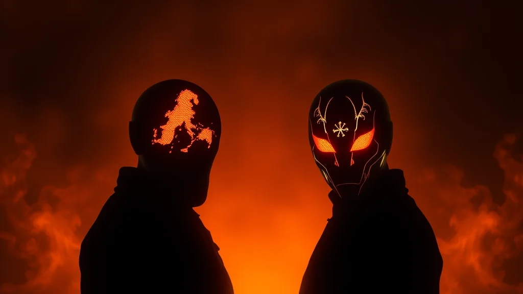 Two character silhouettes kept distinct by region masks, glowing concept