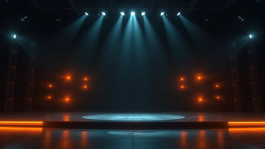 A head to head benchmark stage for three cards, glowing on dark