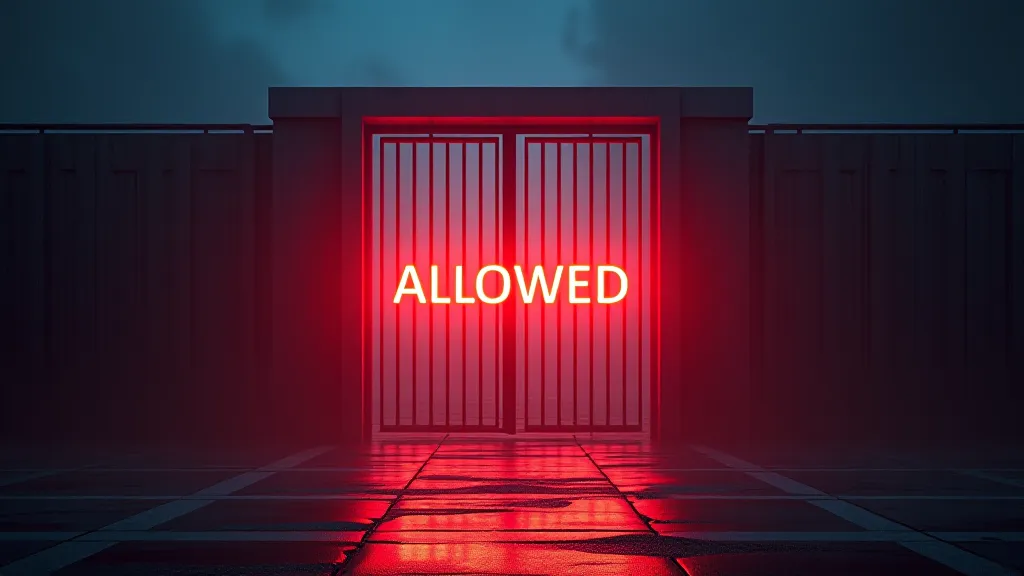 Allowed-vs-blocked content gate concept, glowing