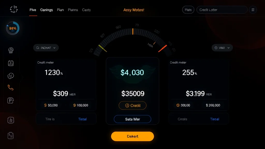 Credit cost meter compared across plan tiers, dark UI concept