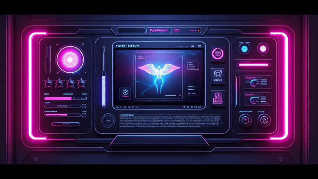 Character creation toolkit panel, neon accents