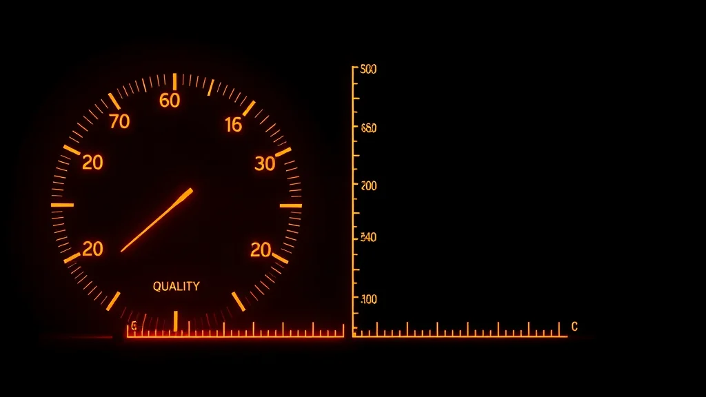 A side by side gauge of quality, speed, and cost, glowing on dark